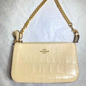 Coach CN382 Crocodile Leather Nolita 19 in Ivory White